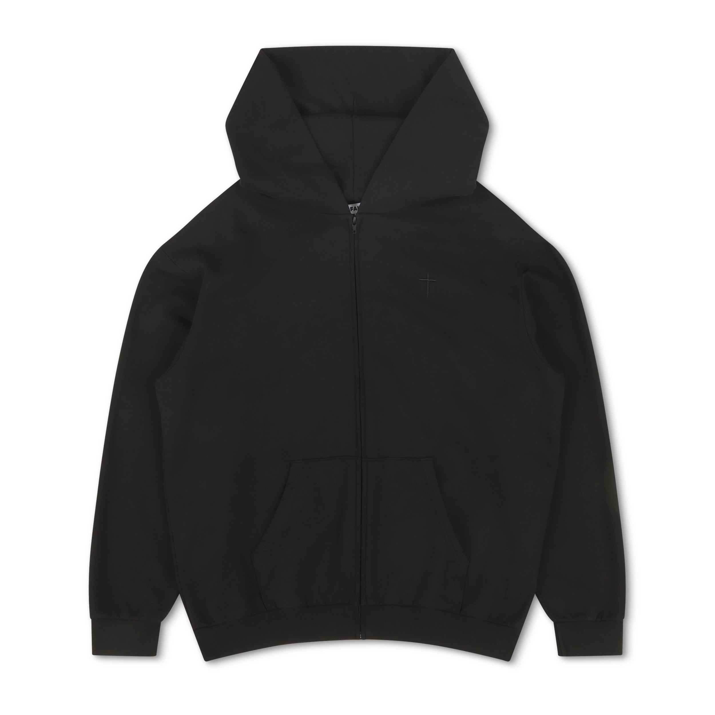 Embroidered Cross Zip Up Hoodie